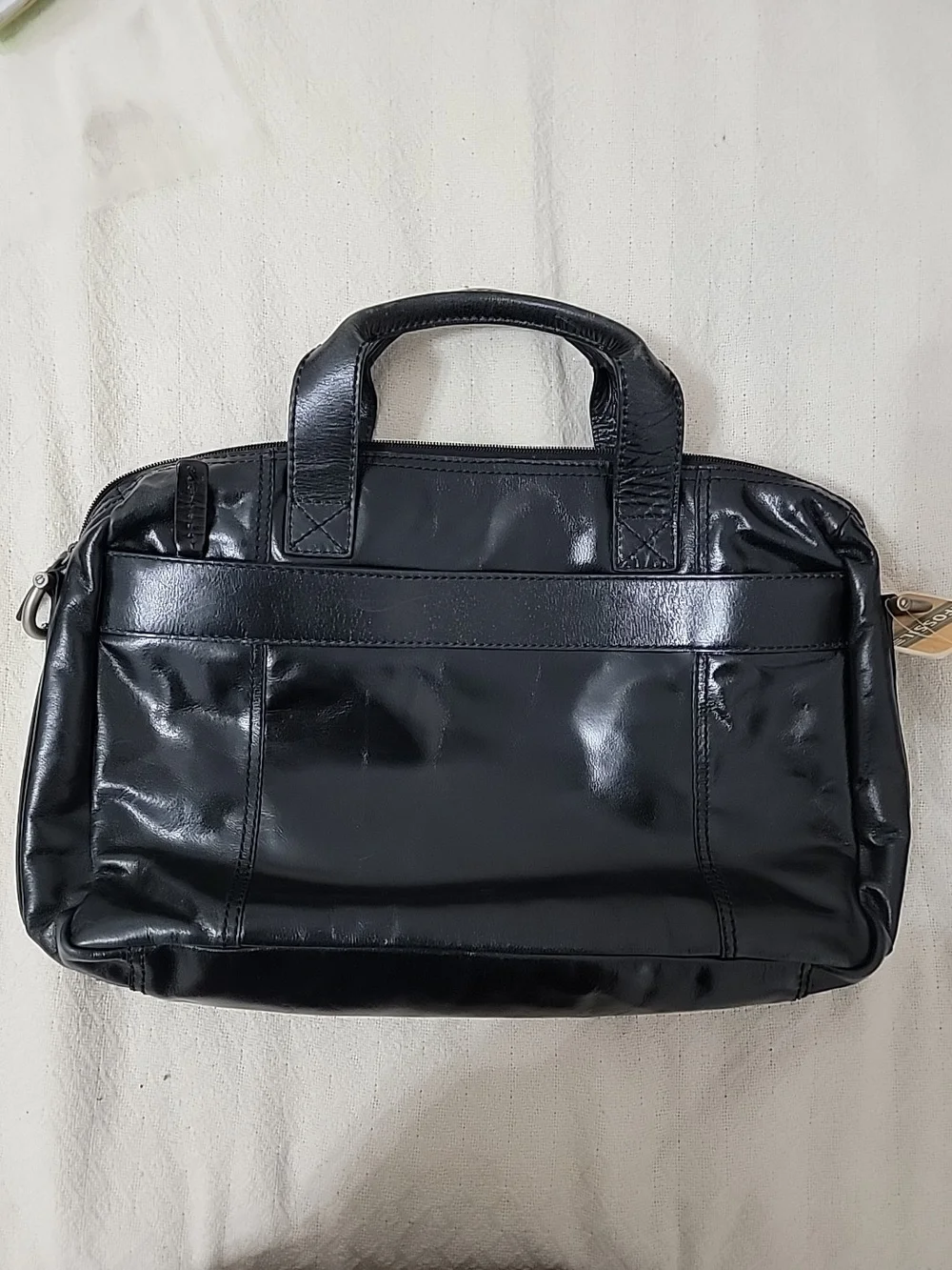 Fossil Black Leather Briefcase with Top Handles